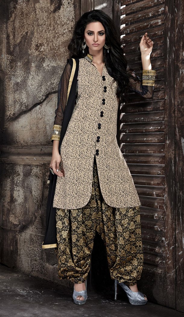 Beige Bhagalpuri Silk Daily Wear Punjabi Dresses | FH414666617