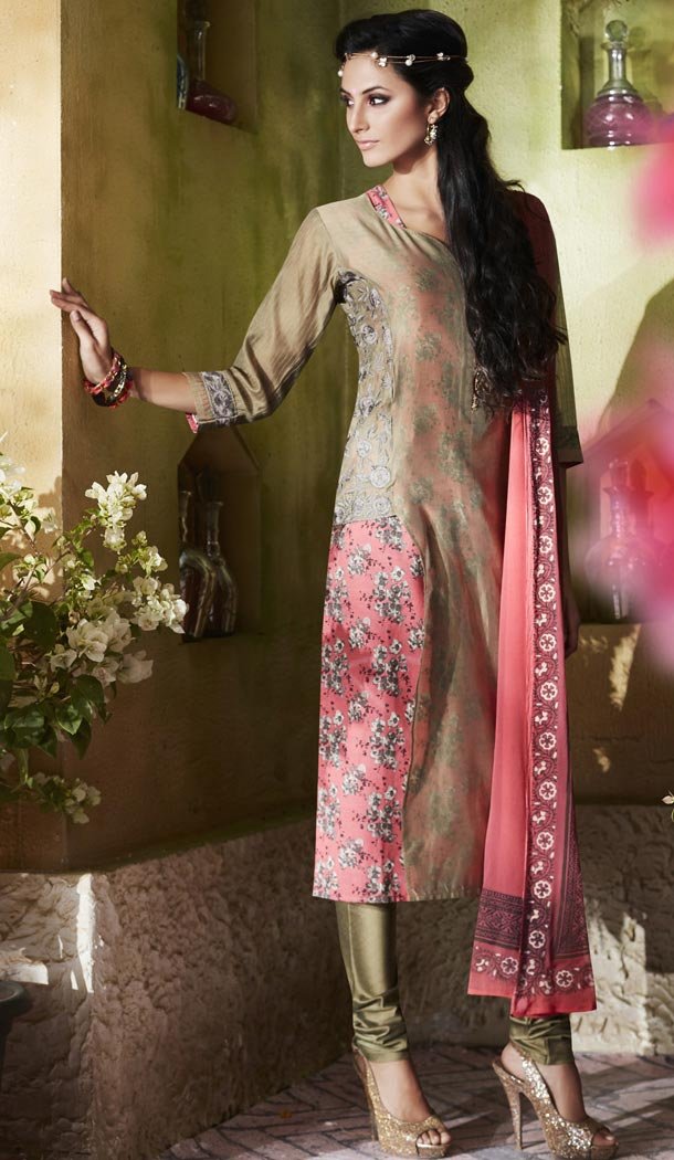 Salmon Color Cotton Readymade Suits Online Designs | FH430168403