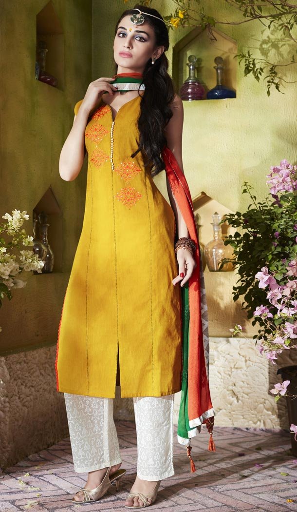 Butter Scotch Color Cotton Readymade Suits Online Designs | FH430168407