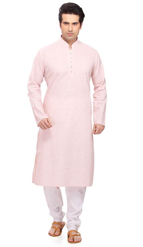 Mistyrose Color Cotton Formal Wear Men's Readymade Kurta Pajama | FH431768583