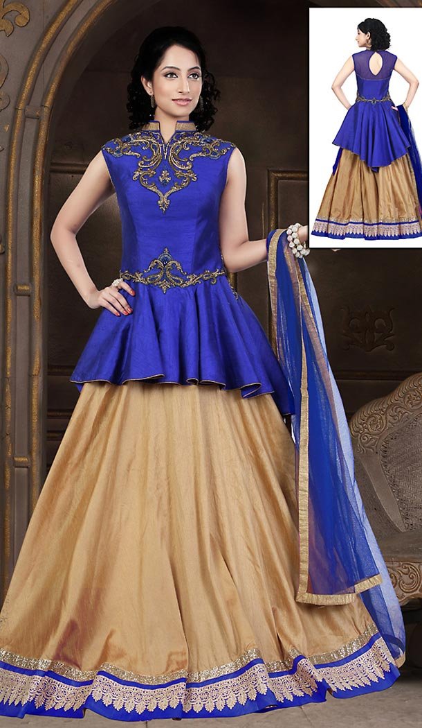 Tan Brown Dupioni Raw Silk Bridal Wedding Readymde Lehengas Choli with Dupatta | FH435268997