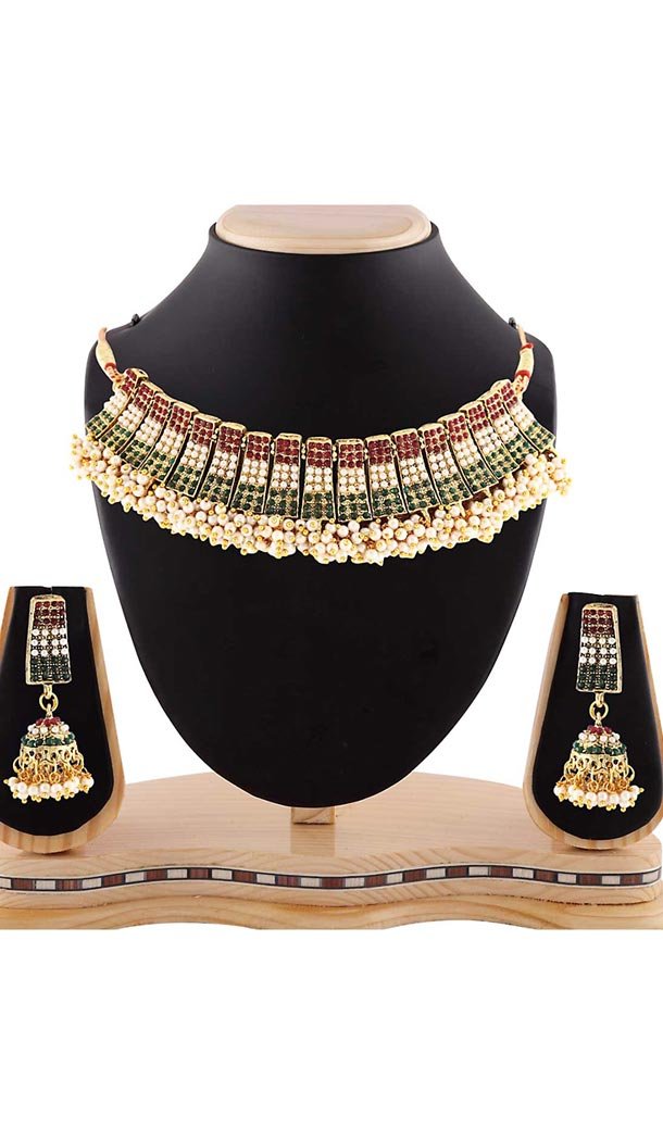 Green,Maroon Color Australian Stones Work Precious Fashion Jewelry Necklaces | FH441469701