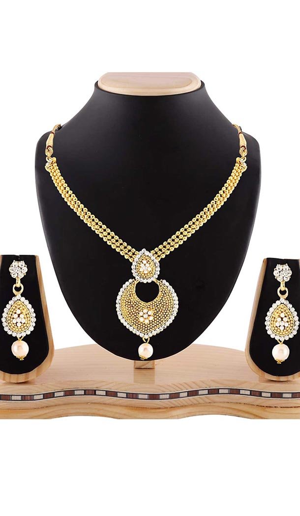 Gold Color Pearls Stone Work Precious Fashion Jewelry Necklaces | FH441569710