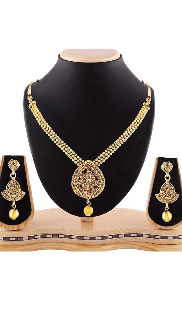 Beautiful Gold Color Stone Work Precious Fashion Jewelry Necklaces | FH441569712