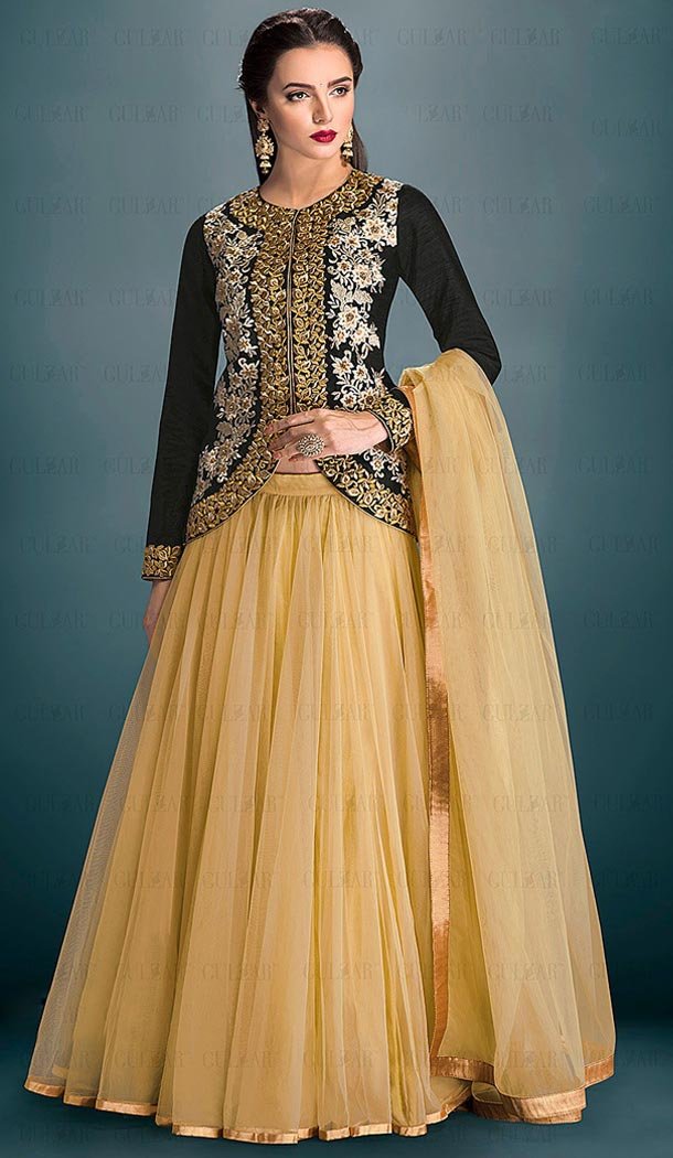 Tan Brown Color Net Fabric Plain Lehenga Choli with Dupatta | FH444370033