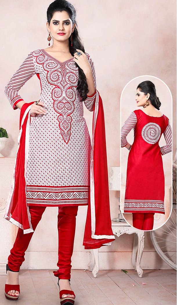 Red and white churidar clearance