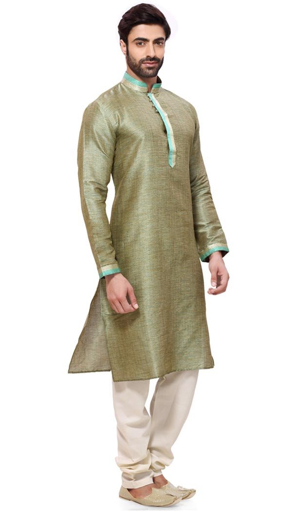 Mehendi Green Color Cotton Readymade Kurta Pajama | FH449770631