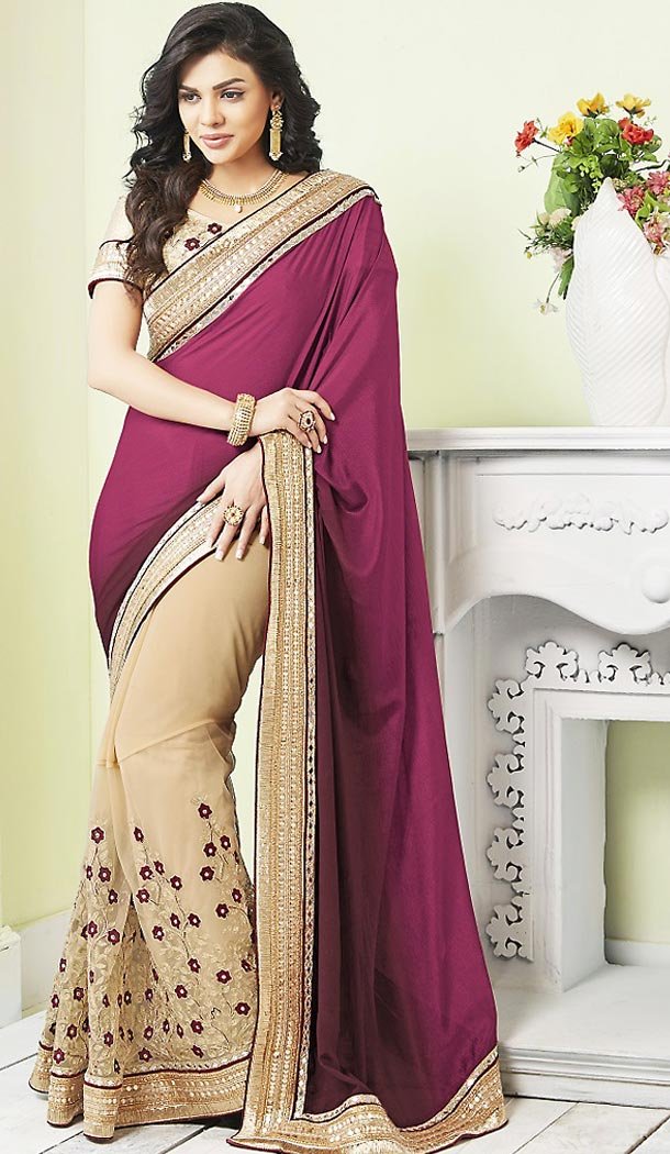 Magenta Color Georgette Traditional Modern Saree Blouse Stitched | FH458071626