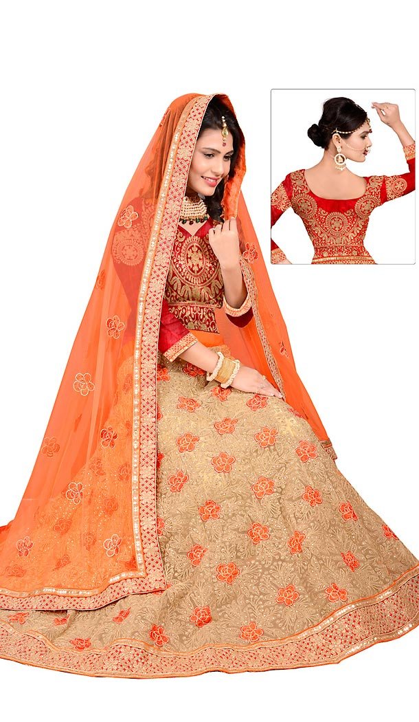 Net Fabric Tan Brown Color Circular Style Designer Readymade Lehengas Choli | FH458871718