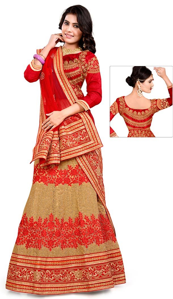 Tan Brown Color Net A Line Style Designer Readymade Lehengas Choli | FH458871721