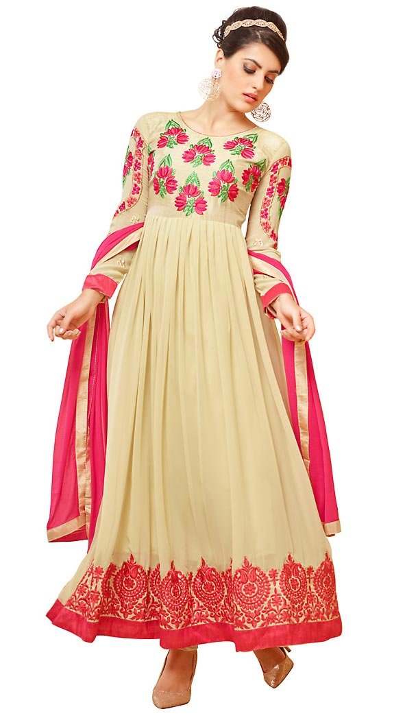 Beige Color Georgette Anarkali Style Salwar Kameez | FH469972999
