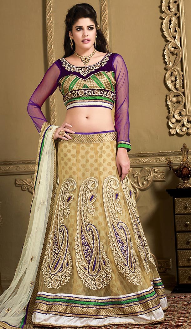 Net Brown Color A Line Style Designer Lehenga Choli | FH479173985