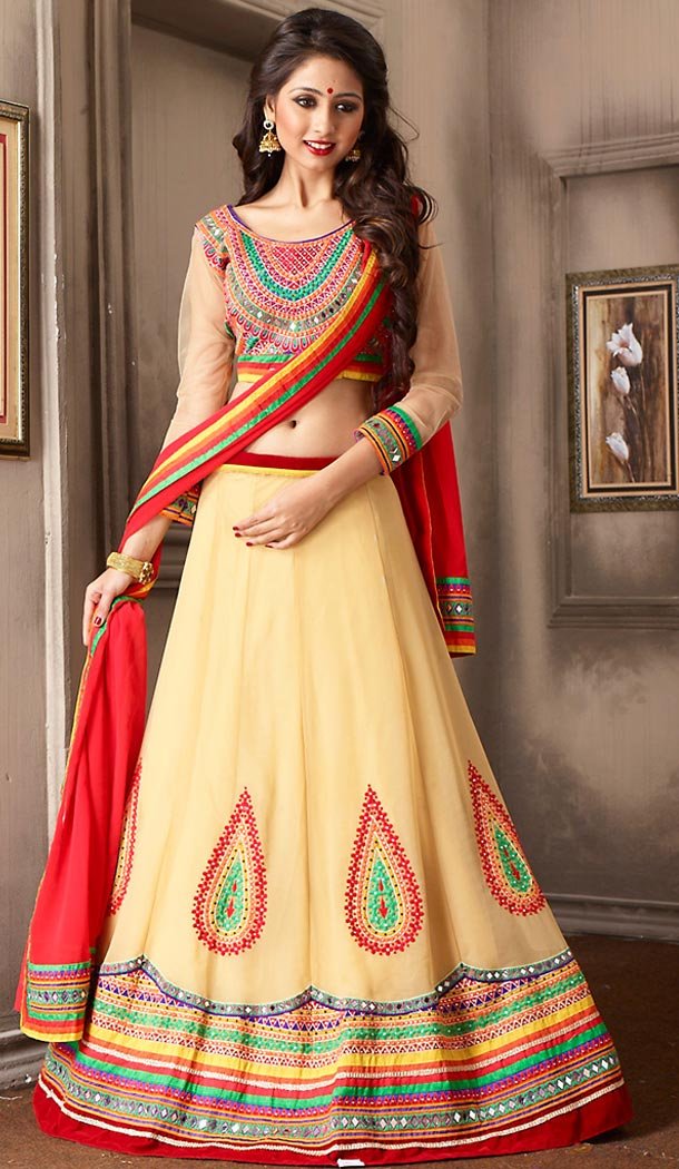 Beige Color Georgette Designer Lehenga Choli | FH479474023