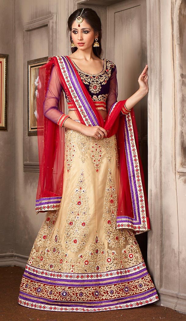 Beige Color Net A Line Style Party Wear Lehenga Choli | FH479574044
