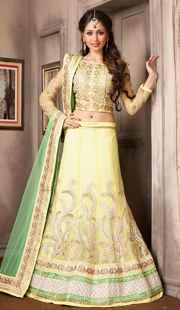Yellow Color Net A Line Style Party Wear Lehenga Choli | FH479574048