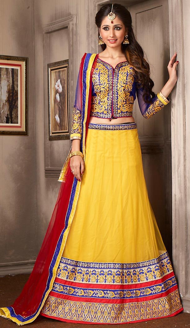 Yellow Color Net A Line Style Party Wear Lehenga Choli | FH479574052