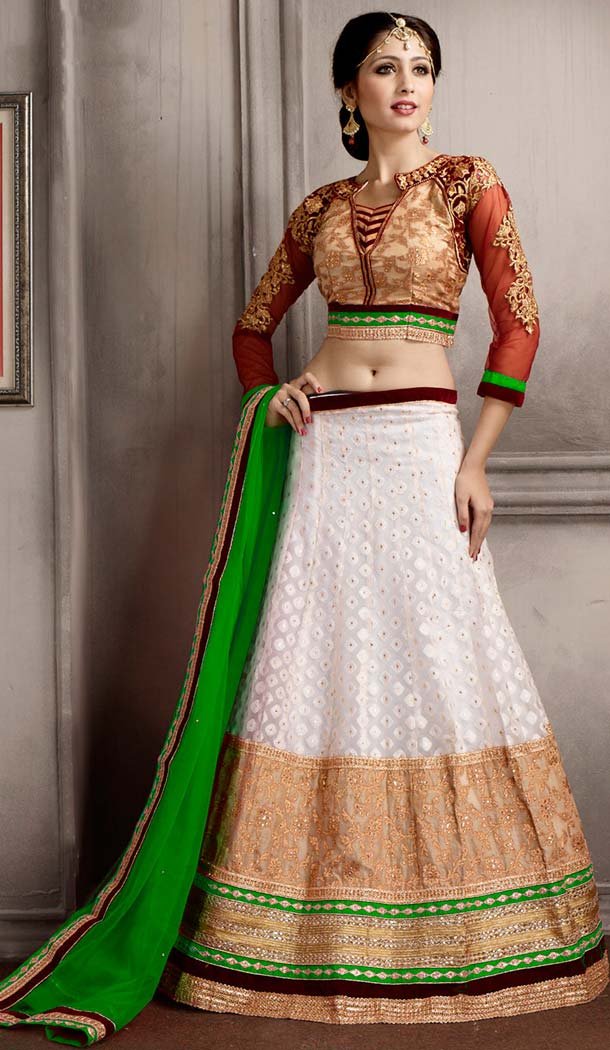 Gorgeous White Color Net A Line Style Lehenga Choli | FH479674069