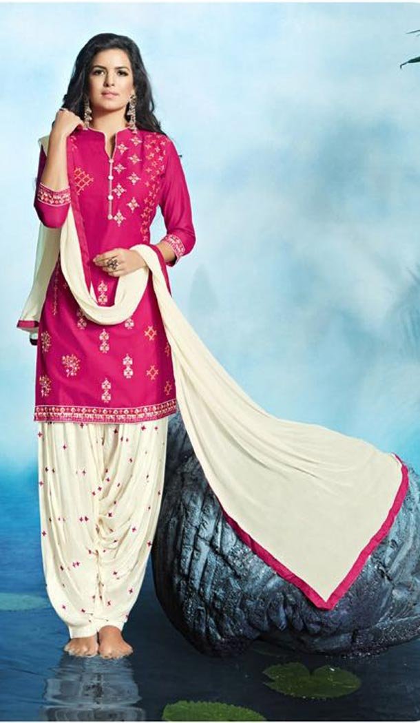Cotton Black Color Deaily Wear Patiyala Punjabi Dress | FH485574738