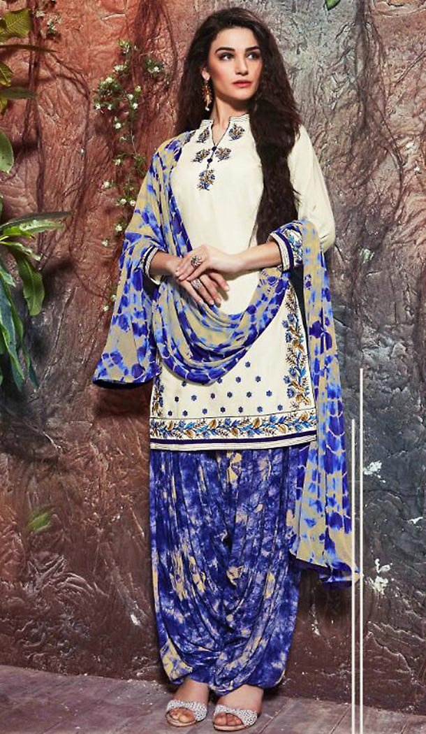 Cotton Off White Color Deaily Wear Patiyala Punjabi Dress | FH485574736