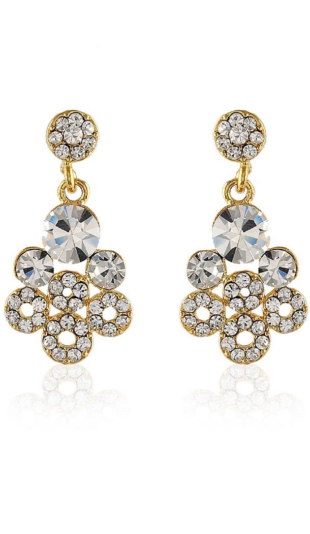 Women's Gold Color Brass American Diamond Chandelier Earring | FH486874849