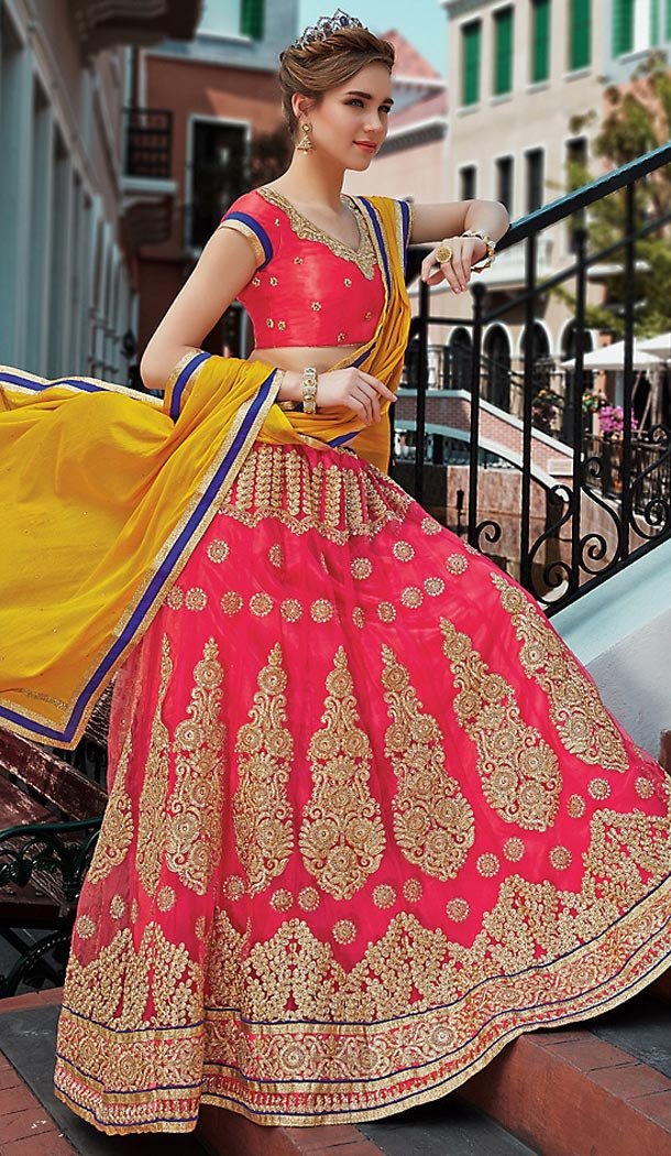 Pink Color Net Circular Style Party Wear Lehenga Choli | FH489875244