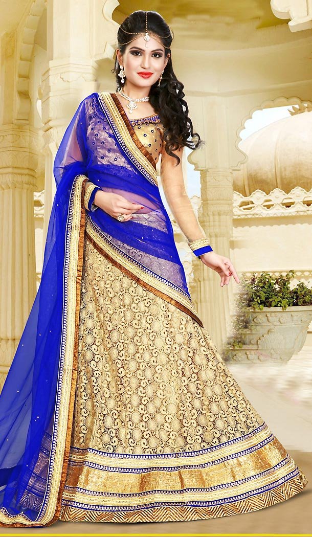 Beige Color Net Circular Style Designer Wear Lehenga Choli | FH495875969