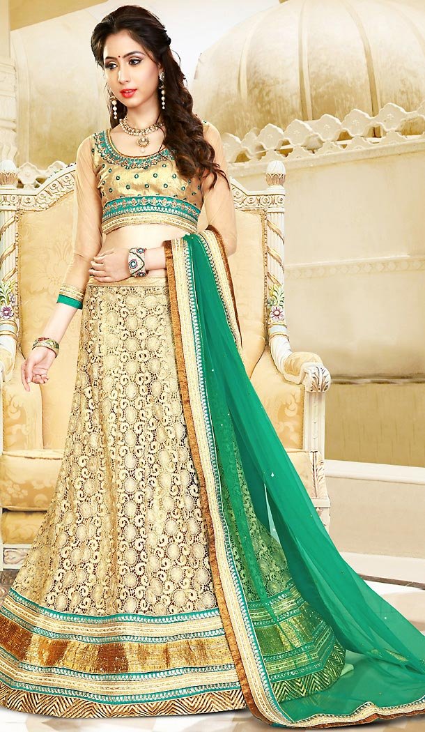 Beige Color Net Circular Style Designer Wear Lehenga Choli | FH495875970