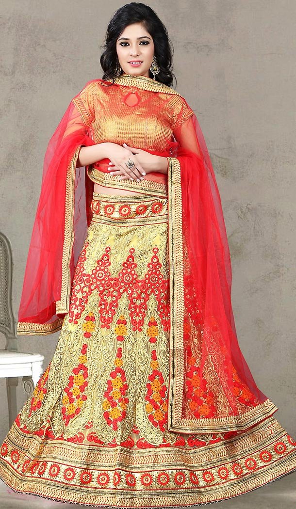 Beige Color Net Circular Style Designer Lehenga Choli | FH496776101