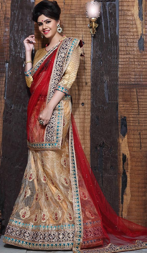 Beige Color Net A Line Style Treditional Wear Lehenga Choli | FH497276211