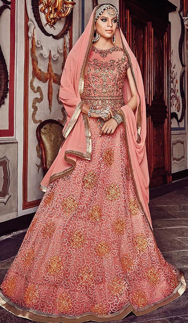 Pink Color Net Abaya Style Designer Churidar Kameez | FH499776465