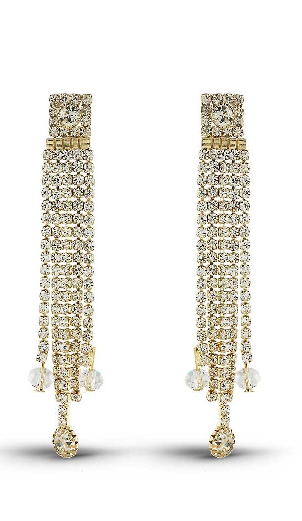 White Gold Color American Diamond Fashion Ear Thread Earring | FH503076846