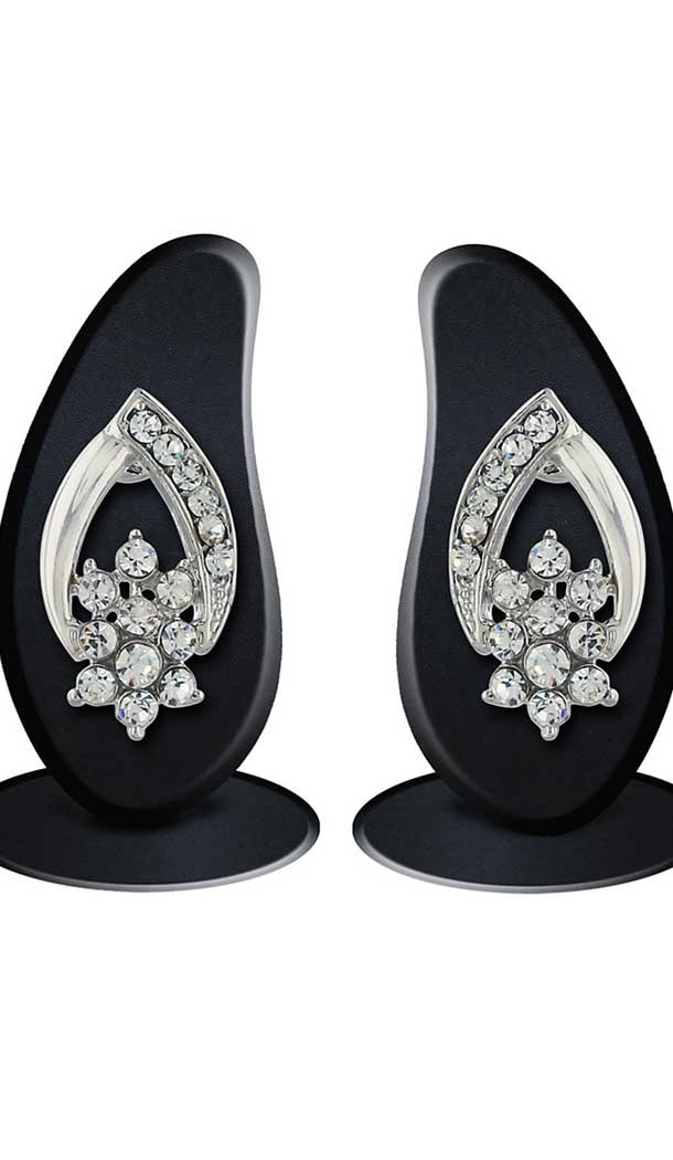 Silver Color Brass American Diamond Artificial Stud Earring | FH506077169