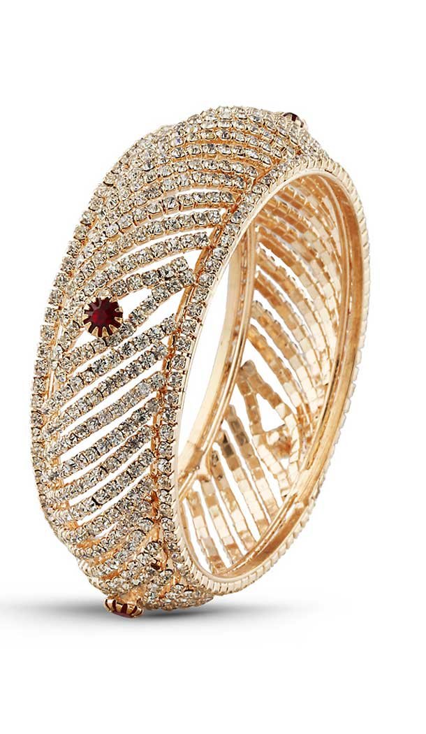 American Diamond Work Maroon Gold Color Brass Fashion Bangles | FH507777380