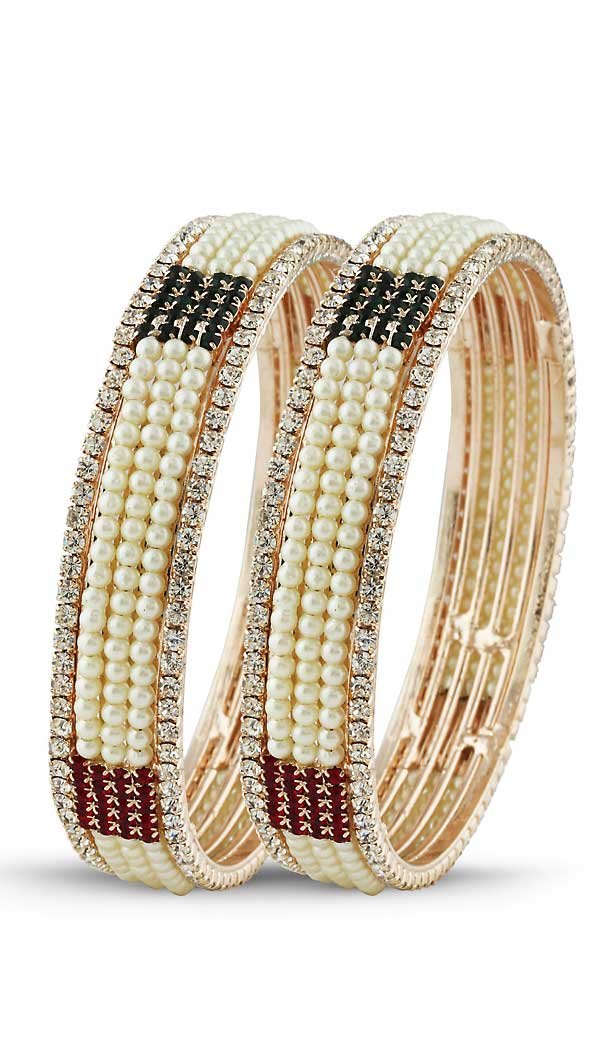 American Diamond Work Maroon Color Brass Traditional Fashion Bangles | FH507877386