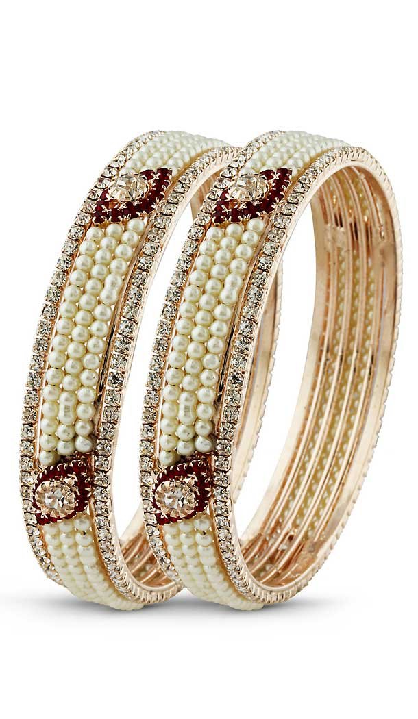 American Diamond Work Maroon Color Brass Traditional Fashion Bangles | FH507877388
