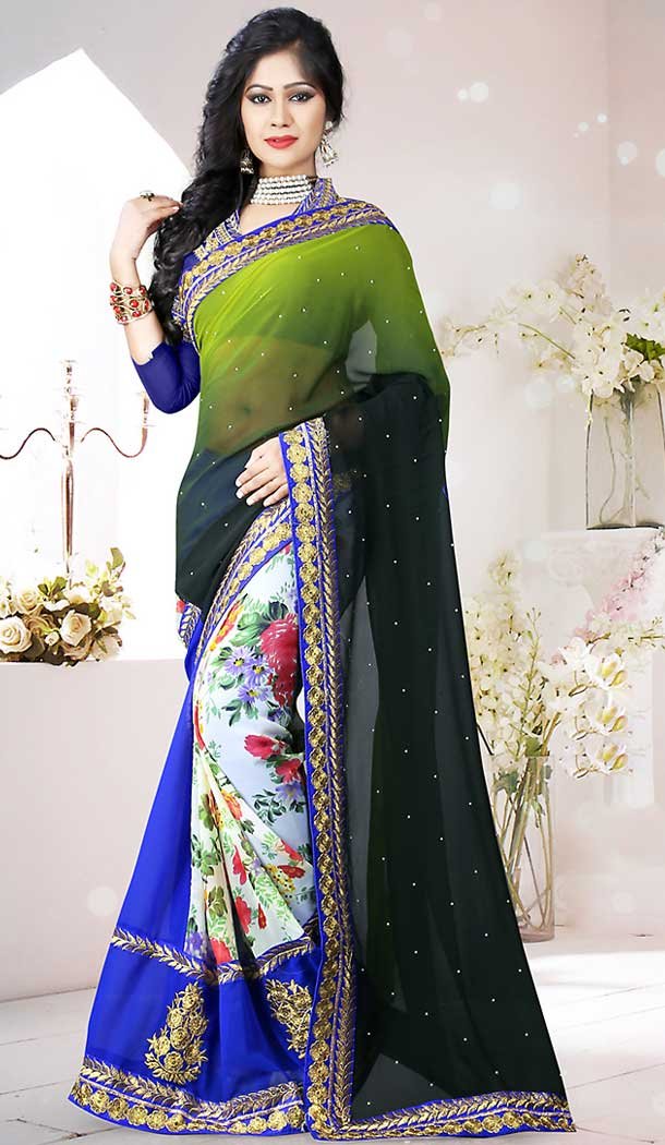 Multiple Color Georgette Contemporary Style Saree | FH509577575