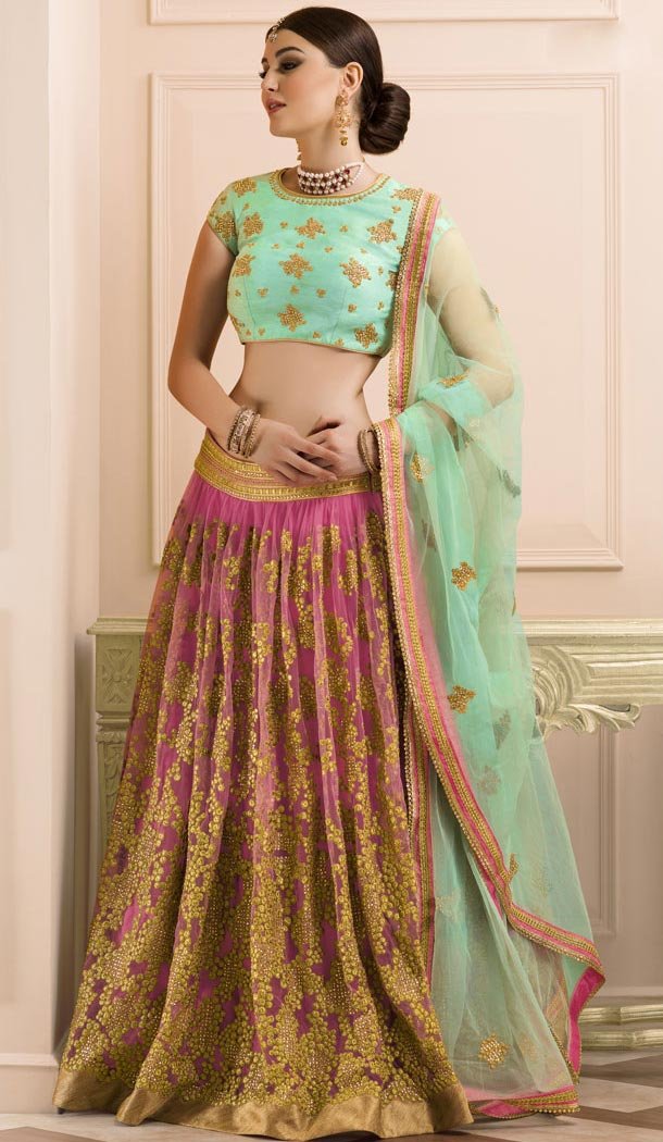 Pink Color Net A Line Style Designer Lehenga Choli | FH513478238