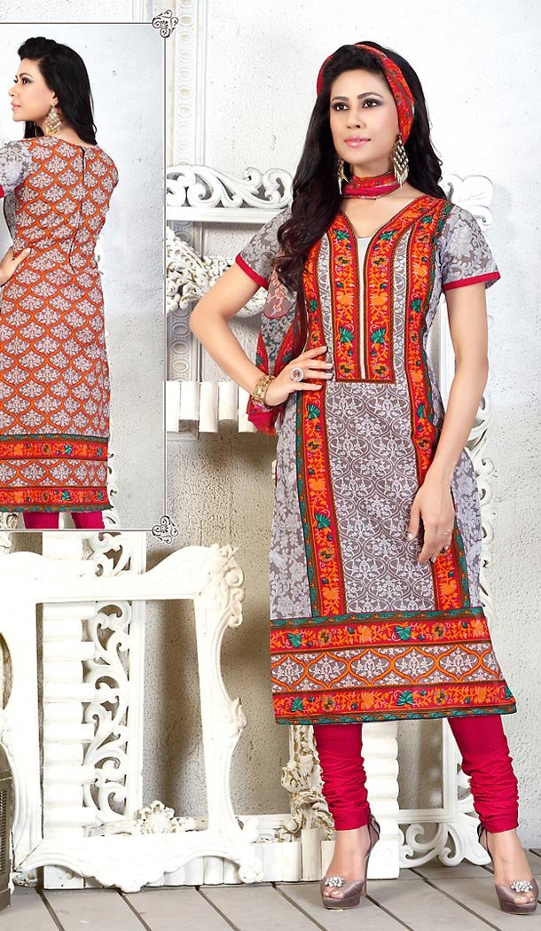 Casual Daily Wear Salwar Kameez in Dove Color Cotton Fabric | FH514378279