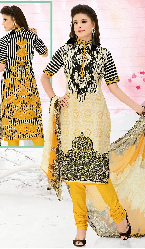 Casual Daily Wear Salwar Kameez in Beige Color Cotton Fabric | FH514378297