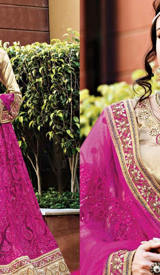 Pink Color Net Circular Style Bridal Designer Lehenga Choli | FH529079976