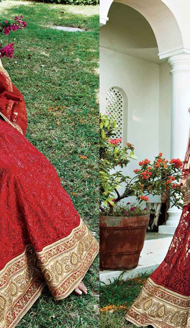 Red Color Net Circular Style Bridal Designer Lehenga Choli | FH529079977