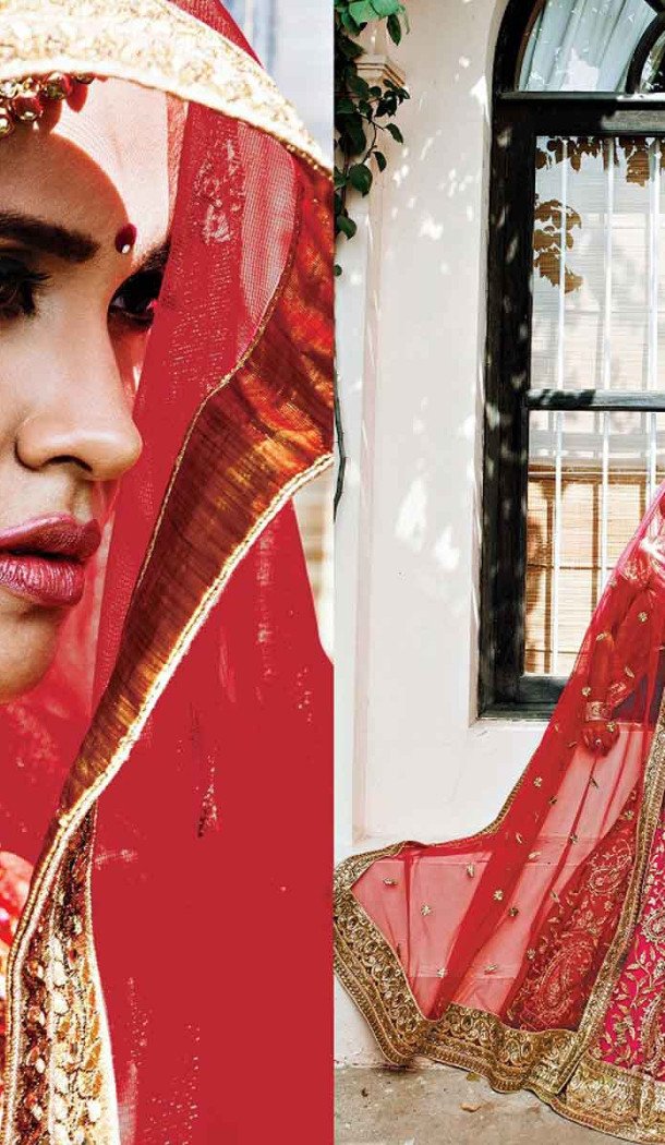 Deep Pink Color Net Circular Style Bridal Designer Lehenga Choli | FH529079982