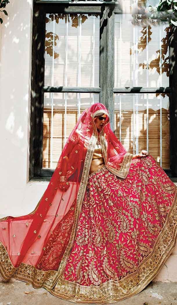 Deep Pink Color Net Circular Style Bridal Designer Lehenga Choli | FH529079982