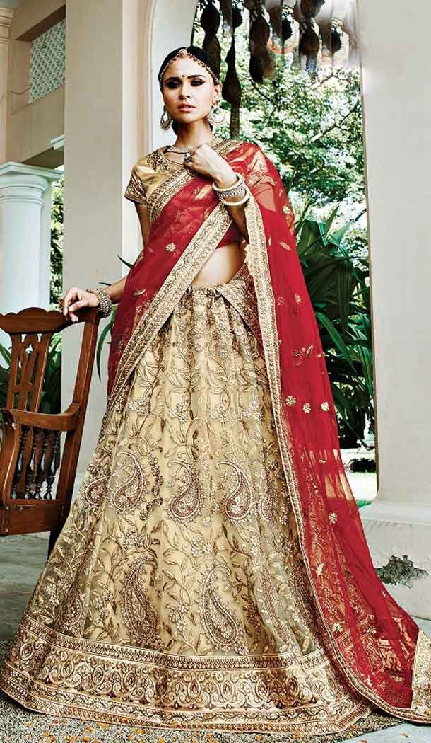 French Beige Color Net Circular Style Bridal Designer Lehenga Choli | FH529079983