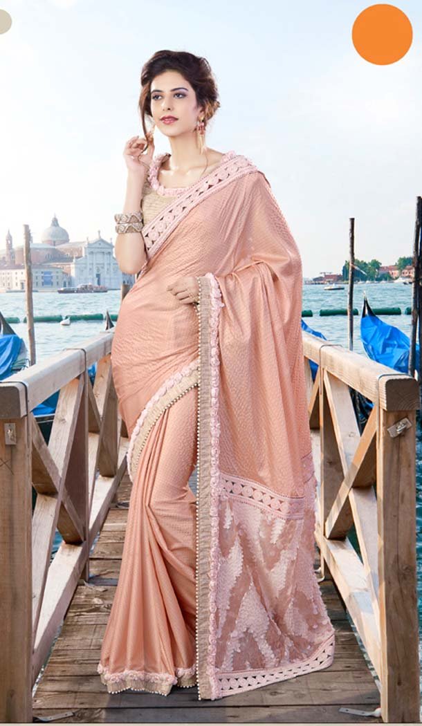 Mistyrose Color Georgette Traditional Wear Saris | FH529880066