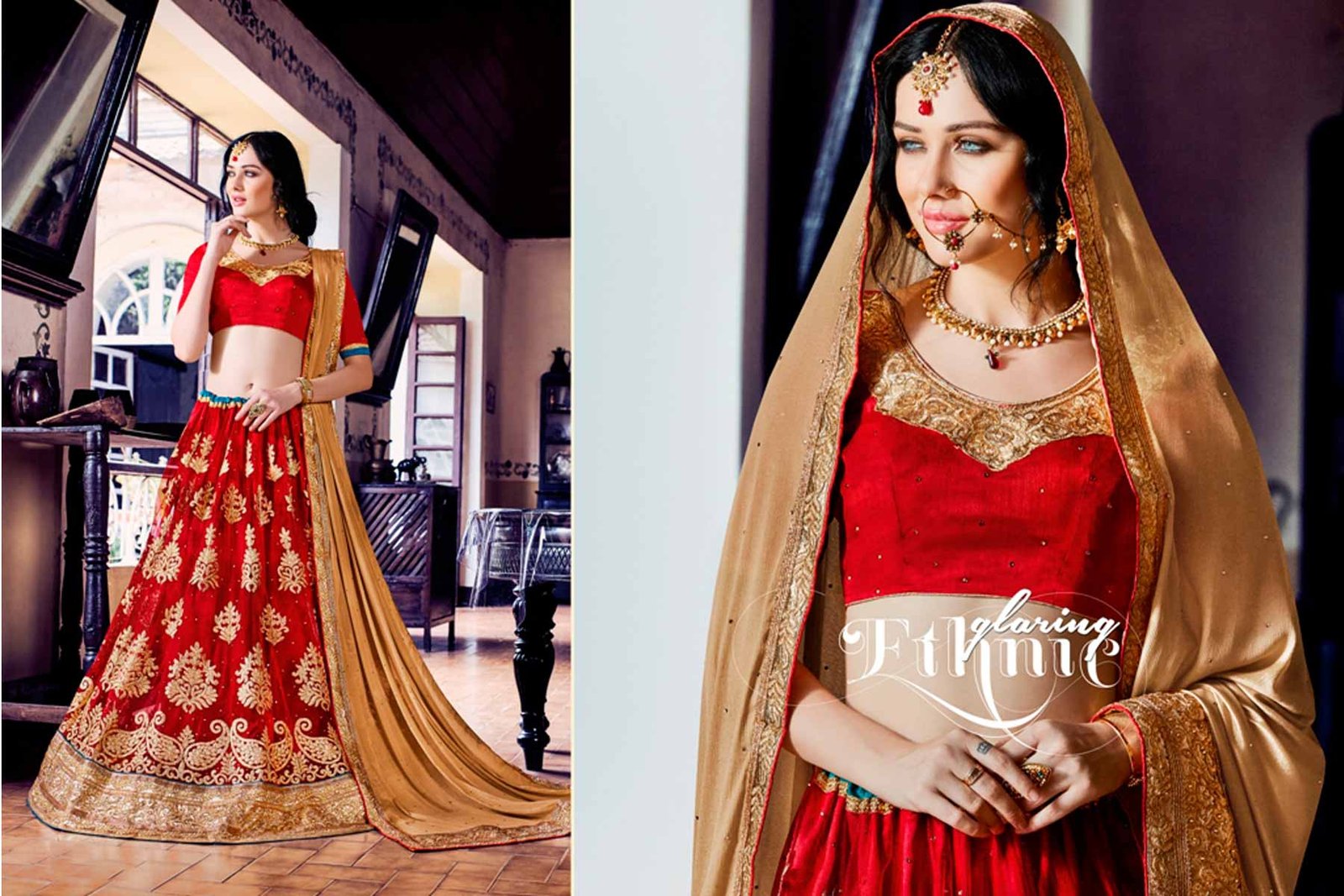 Embroidery Traditional Wear Lehenga Choli in Net and Red Color | FH531780367