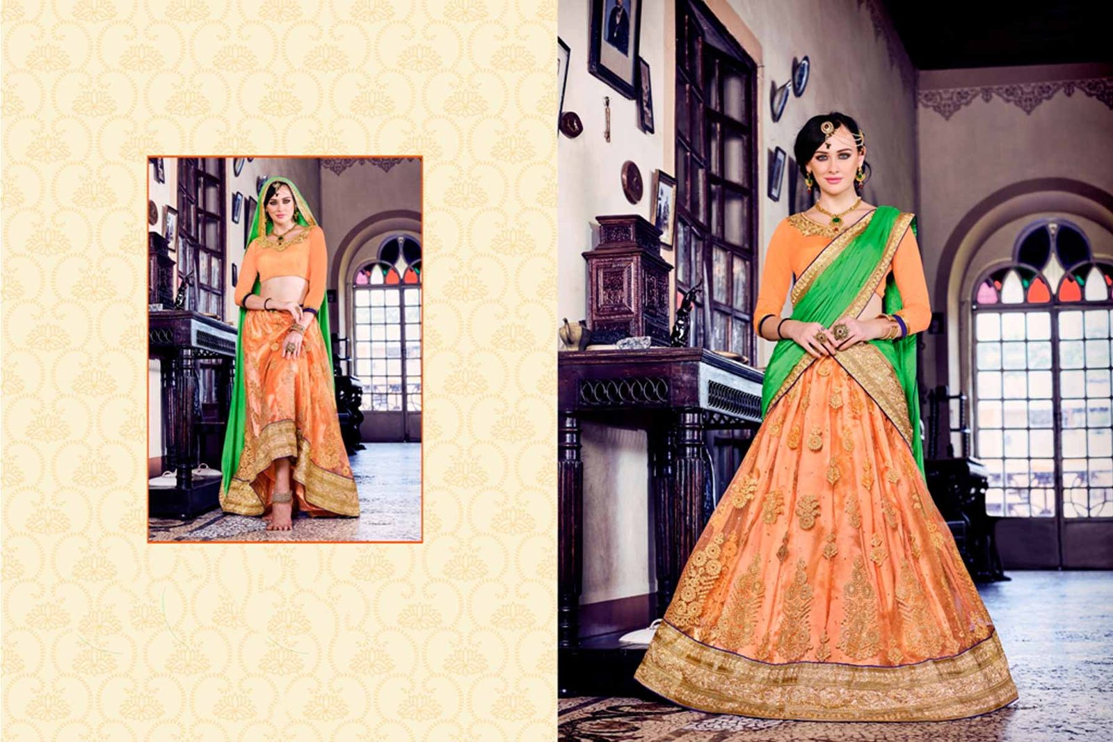 Embroidery Traditional Wear Lehenga Choli in Net and Orange Color | FH531780369