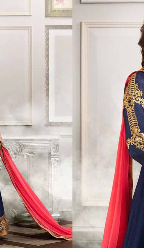 Blue Color Silk Anarkali Style Party Wear Churidar Suit | FH536280831