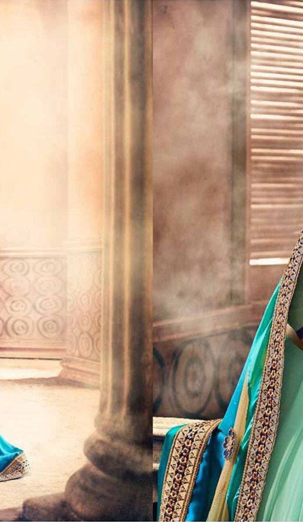 Turquoise Color Georgette Designer Wear Style Saris Blouse | FH548982205