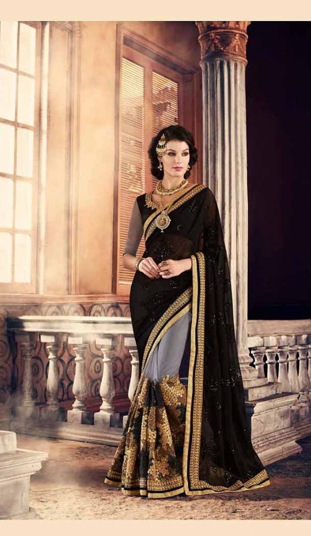 Black Color Georgette Designer Wear Style Saris Blouse | FH548982209
